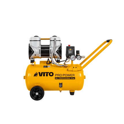 Compresor Silencioso sin Aceite 24L 2.0CV 8 bar | Bajo Ruido y Libre de Mantenimiento