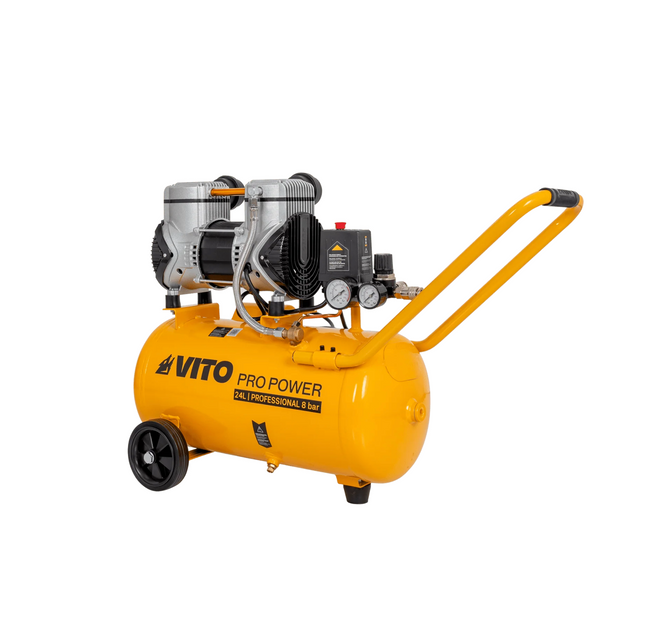 Compresor Silencioso sin Aceite 24L 2.0CV 8 bar | Bajo Ruido y Libre de Mantenimiento