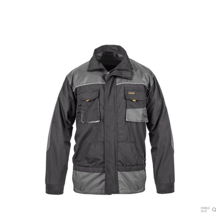 Chaqueta de Trabajo Comfort Plus Gris – 9 Bolsillos, Triple Costura y Cierre con Velcro