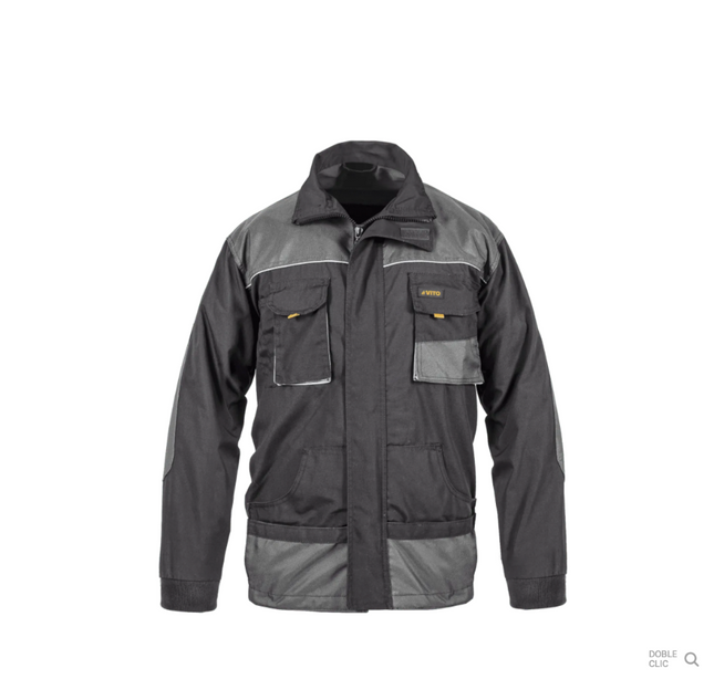 Chaqueta de Trabajo Comfort Plus Gris – 9 Bolsillos, Triple Costura y Cierre con Velcro