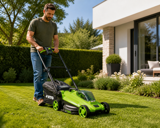 Cortacésped a Batería 20V 320mm VITO + Batería 4Ah + Cargador Rápido | Compacto y Ligero para Jardín