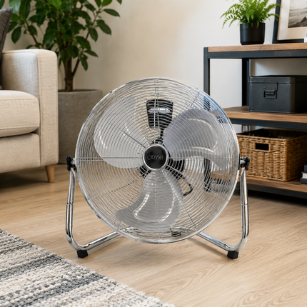 Ventilador de Suelo Cromado Ø50 cm 120W Alta Velocidad