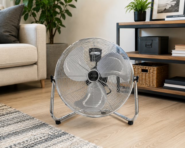 Ventilador de Suelo Cromado Ø50 cm 120W Alta Velocidad