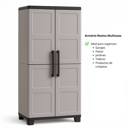 Armario de Resina Alto 68x37x169 cm | Multiusos para Garaje y Jardín