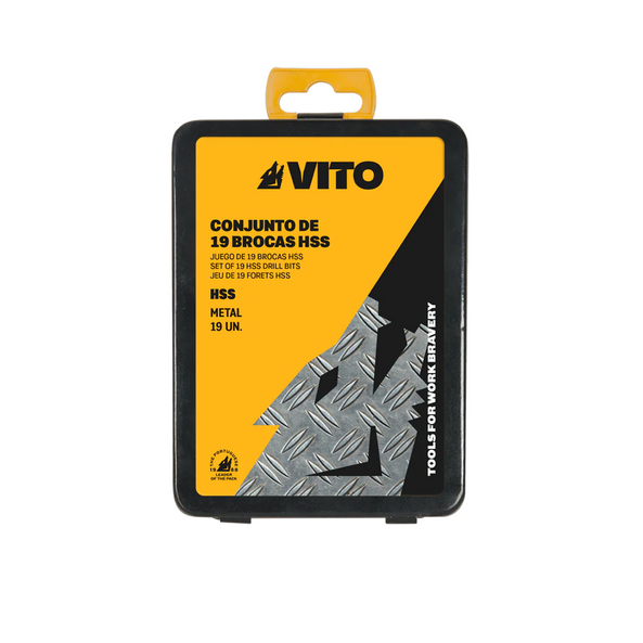 Juego de 19 Brocas HSS 1–10 mm | DIN 338 con Estuche Metálico