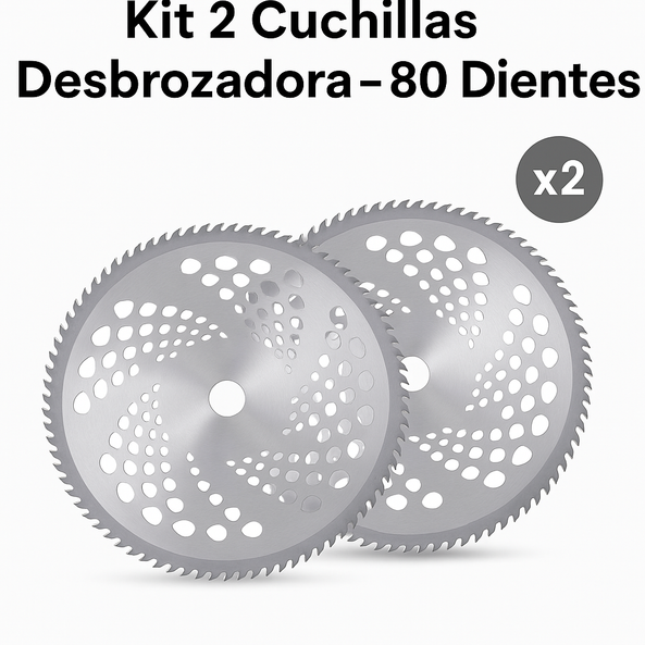 Kit 2 Cuchillas de 80 Dientes para Desbrozadora