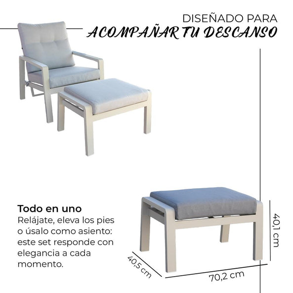Set de Jardín para 5 Personas con Sofá, Sillones Reclinables y Mesa Elevable - YOEVU Vista Lounge