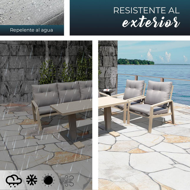 Set de Jardín para 5 Personas con Sofá, Sillones Reclinables y Mesa Elevable - YOEVU Vista Lounge