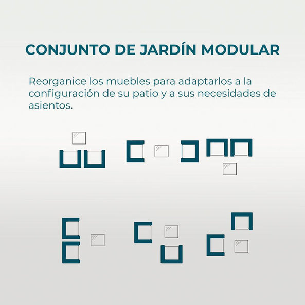 Set de Jardín  4 Piezas – Sofá, Sillas y Mesa de Exterior en Ratán Café