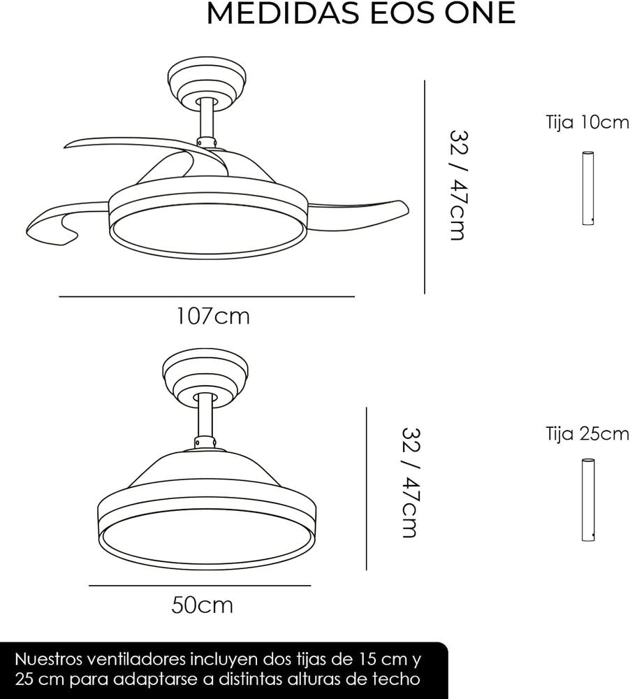 Ventilador de Techo LED Retráctil  – 6 Velocidades, Luz Dimmable, Motor DC