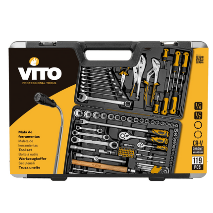 Maletín de Herramientas 119 Piezas | Acero Cromo Vanadio · Kit Completo Profesional