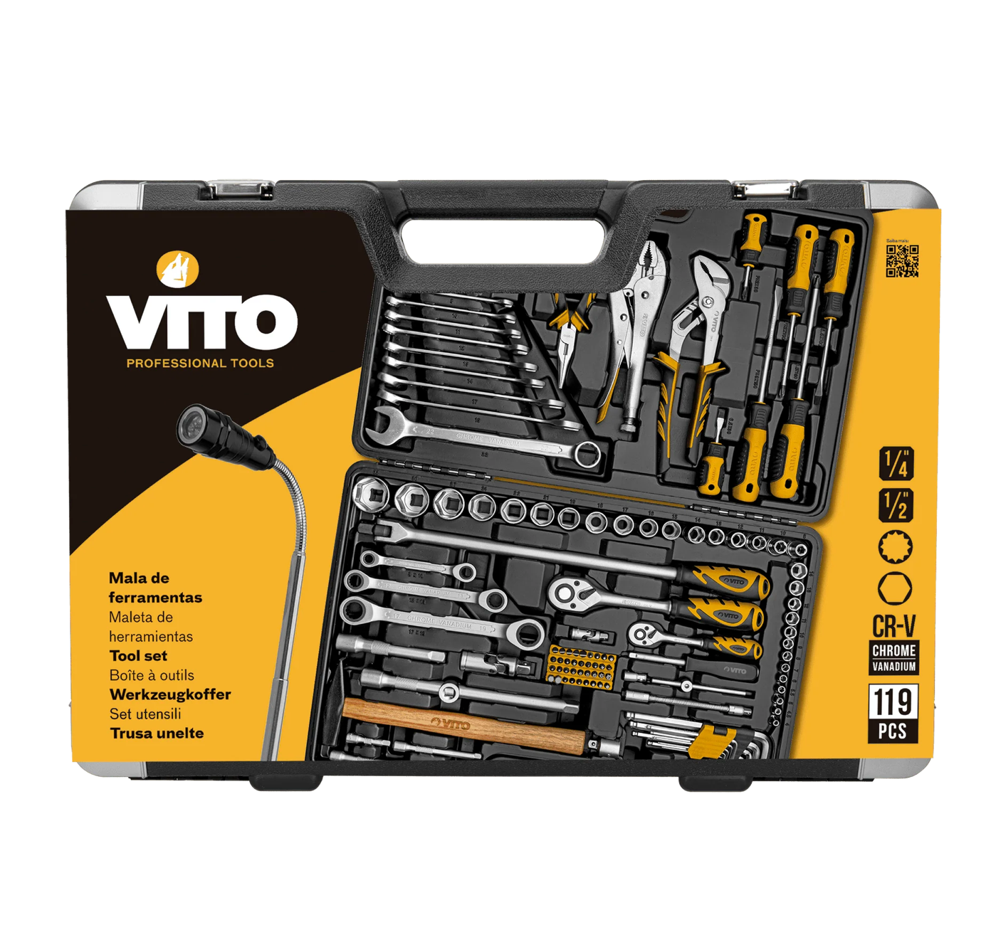 Maletín de Herramientas 119 Piezas | Acero Cromo Vanadio · Kit Completo Profesional