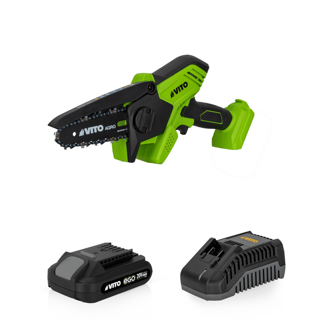 Mini Motosierra 20V con Batería y Cargador – Para Jardín y Poda de Ramas