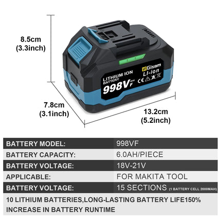 Batería Recargable  18V 4.0Ah / 6.0Ah Litio-Ion | Compatible con Herramientas Makita