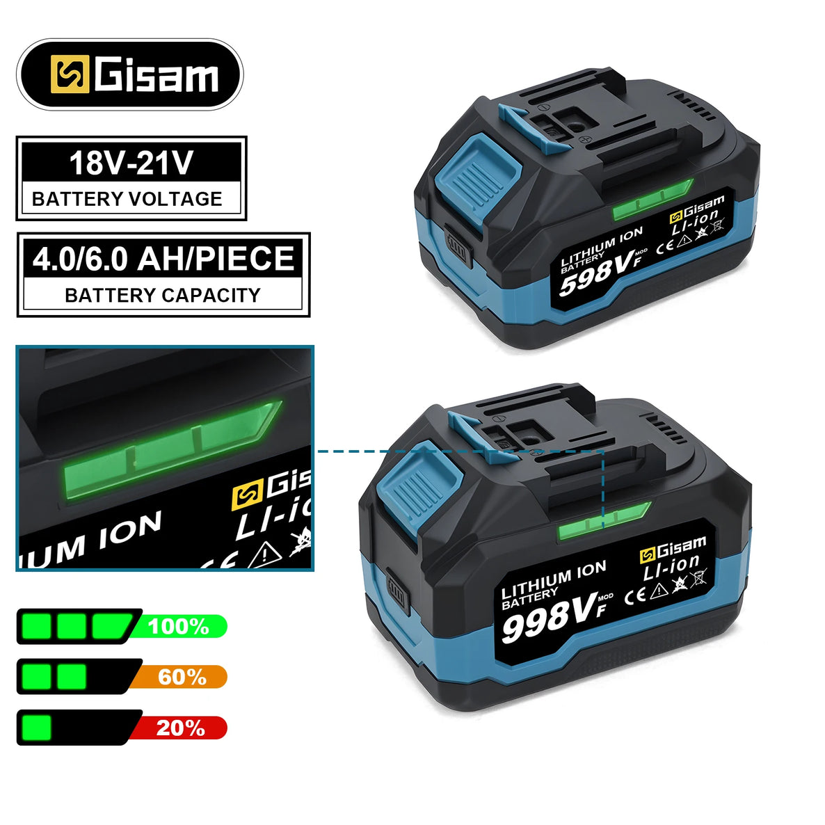 Batería Recargable  18V 4.0Ah / 6.0Ah Litio-Ion | Compatible con Herramientas Makita