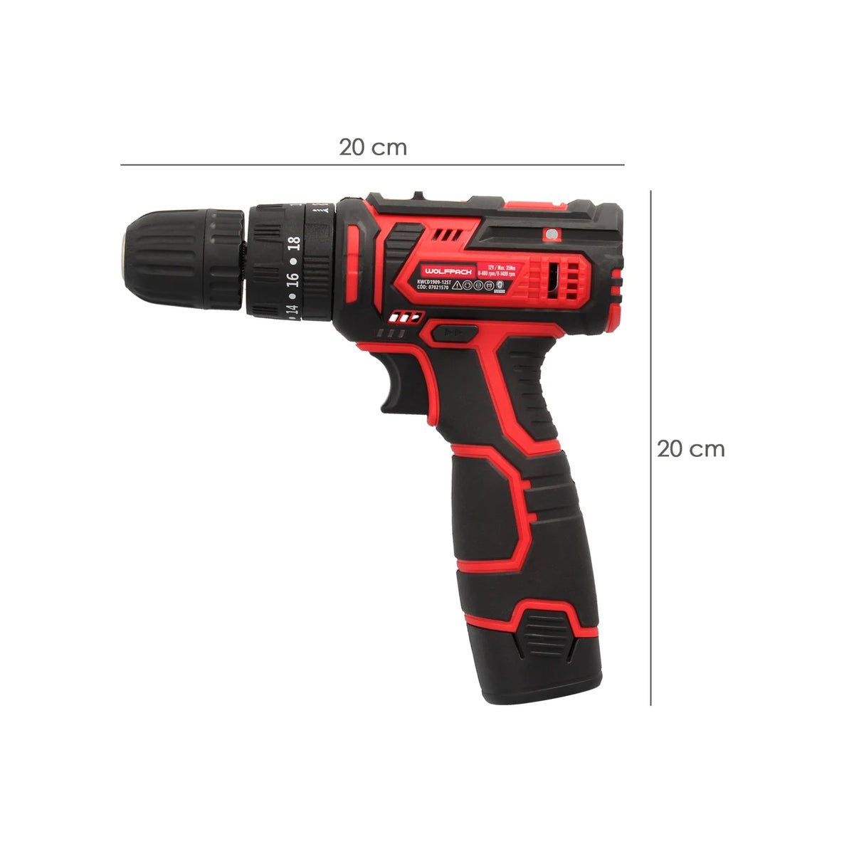 Taladro atornillador 12 V con percutor y 2 velocidades, batería 1.300 mAh, par 35 Nm