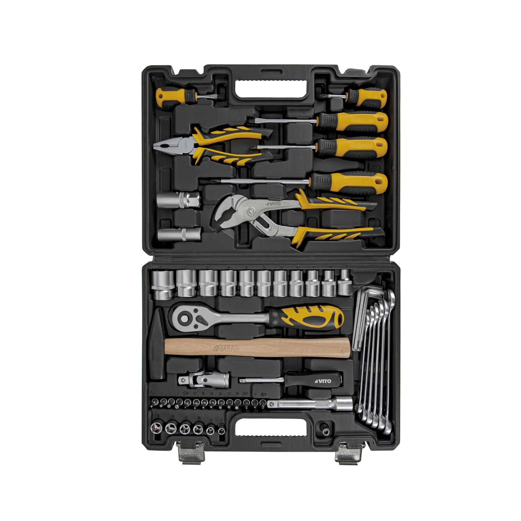 Maletín de Herramientas 58 Piezas de Acero Cr-V – Kit Completo Profesional con Llaves, Alicates y Martillo