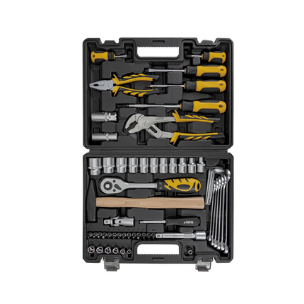 Maletín de Herramientas 58 Piezas de Acero Cr-V – Kit Completo Profesional con Llaves, Alicates y Martillo