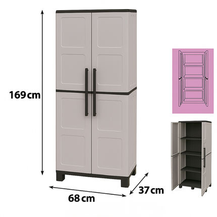 Armario de Resina Alto 68x37x169 cm | Multiusos para Garaje y Jardín