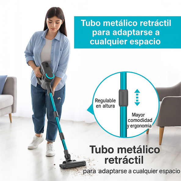 Aspiradora Vertical Sin Cable, Ultraligera 6 en 1 con Filtro HEPA y Cepillo LED