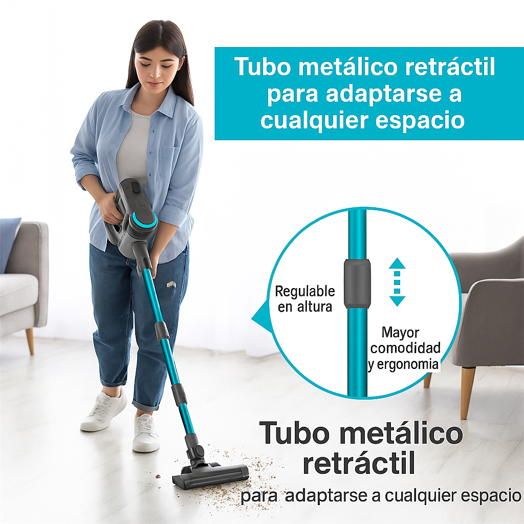 Aspiradora Vertical Sin Cable, Ultraligera 6 en 1 con Filtro HEPA y Cepillo LED