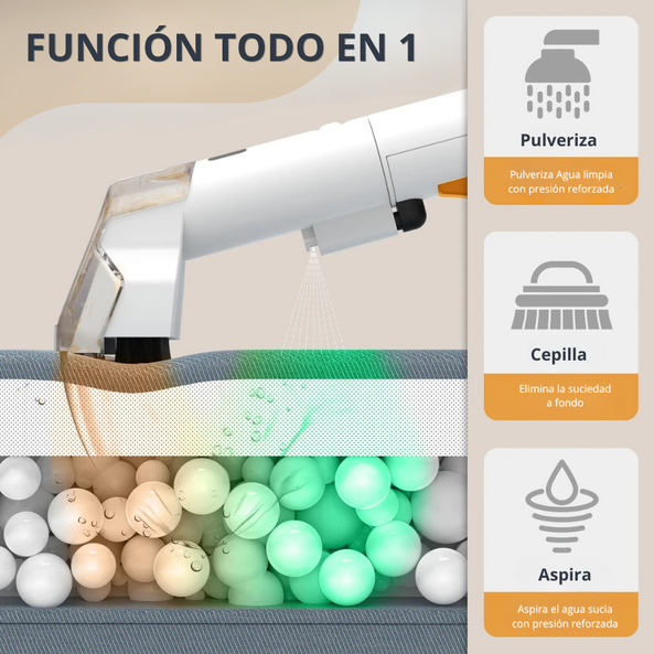 Limpiador de Tapicerías Portátil 750W con Succión 15KPa | Máquina Quitamanchas para Sofás, Alfombras y Coches