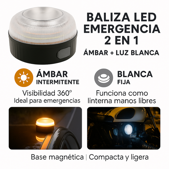 Baliza V16 Homologada NO GEOLOCALIZADA DGT Recargable USB – Luz de Emergencia para Coche