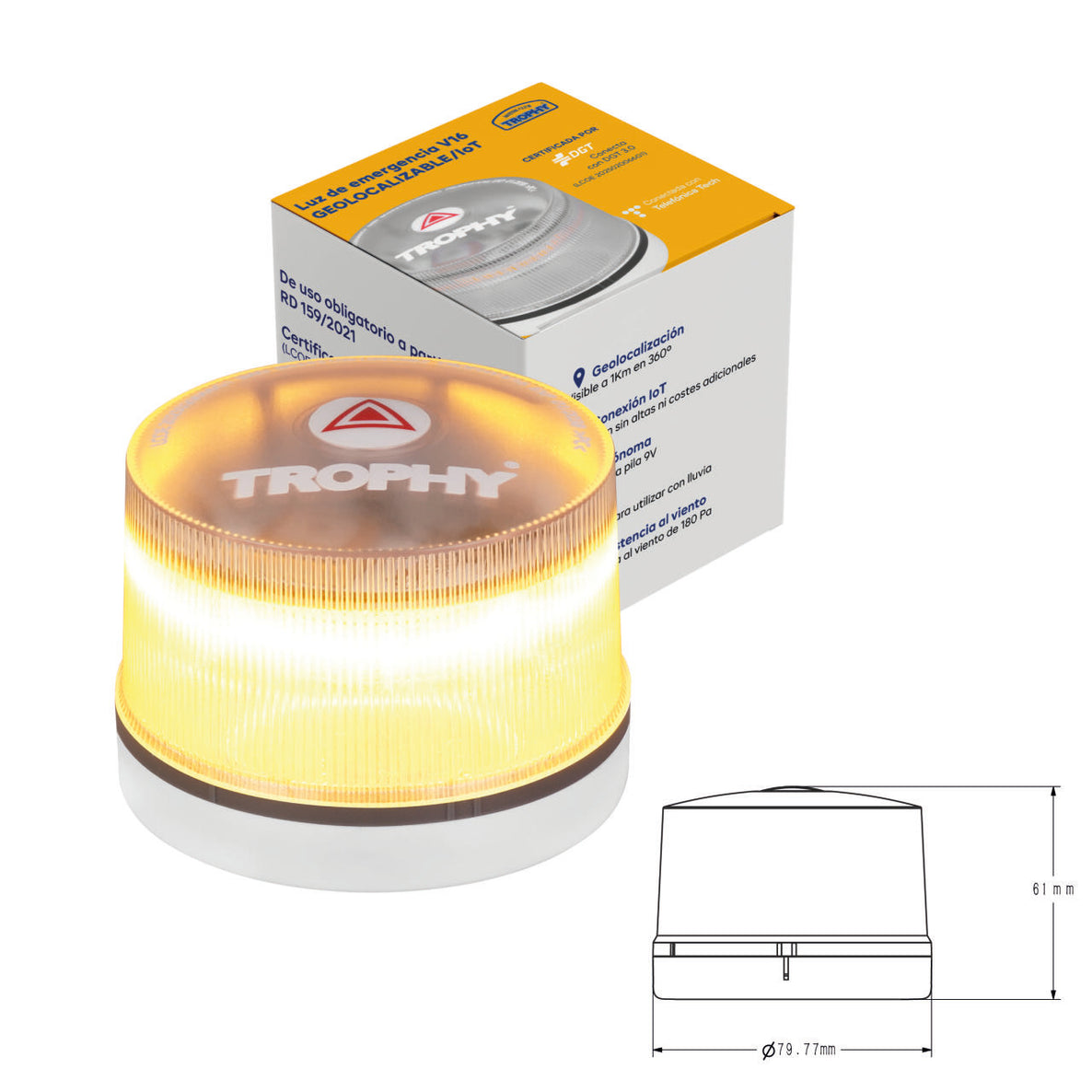 Kit 2 Balizas V16 Homologadas DGT con Geolocalización | LED Amarillo Auto IP5