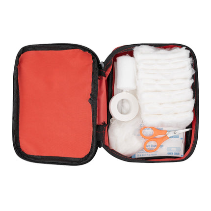 Botiquín de Primeros Auxilios para Coche y Viaje en Bolsa Roja (11 Piezas)