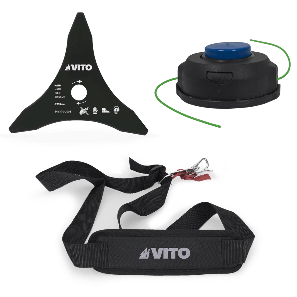 Desbrozadora Sin Cable 40V Brushless con Doble Batería 4Ah, Cargador, Disco y Cabezal