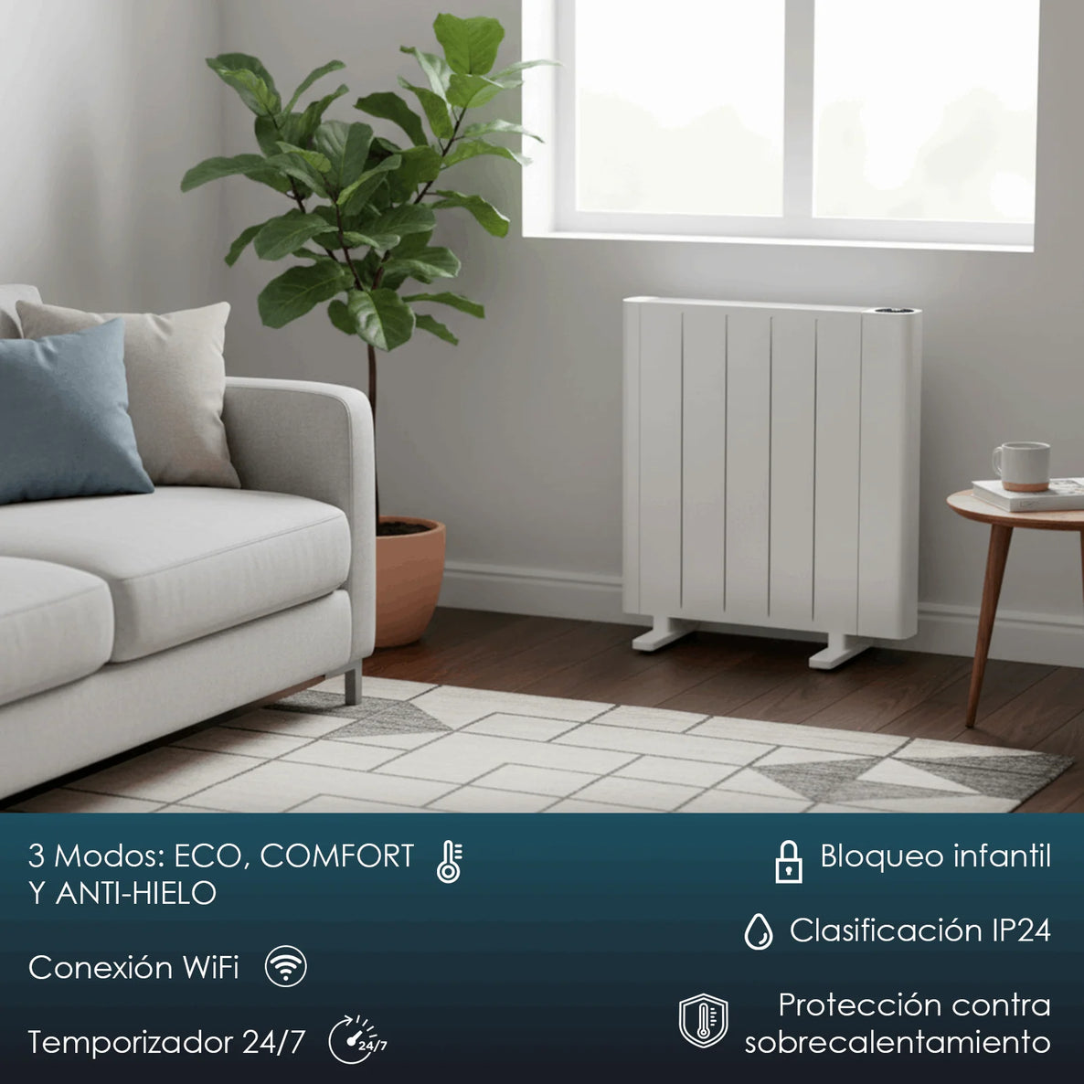Emisor Térmico WiFi TRIAC 1500W – Compatible con Alexa & Google Home