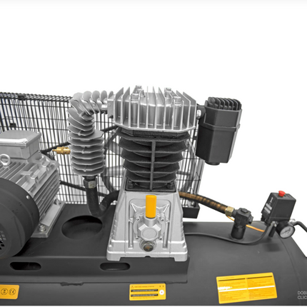 Compresor de Aire Trifásico con Correa 300 L, 5,5 CV, 10 bar, 500 L/min, Motor 4 kW, Depósito 290 L, Bajo Ruido 83 dB, Protección Térmica, Visor de Aceite, Transmisión 830 rpm – VITO Tools