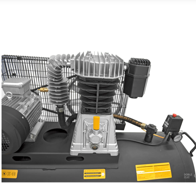 Compresor de Aire Trifásico con Correa 300 L, 5,5 CV, 10 bar, 500 L/min, Motor 4 kW, Depósito 290 L, Bajo Ruido 83 dB, Protección Térmica, Visor de Aceite, Transmisión 830 rpm – VITO Tools