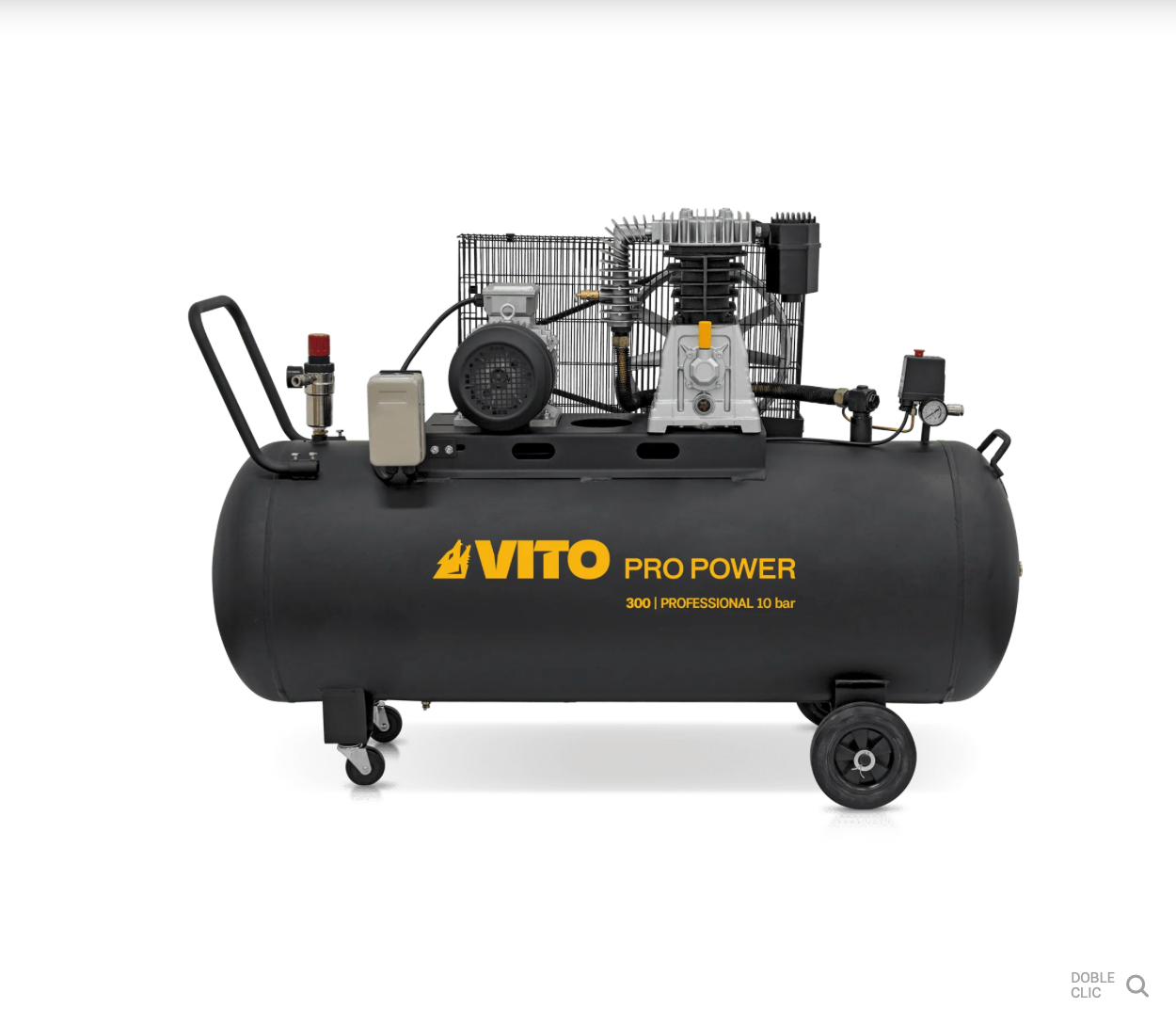 Compresor de Aire Trifásico con Correa 300 L, 5,5 CV, 10 bar, 500 L/min, Motor 4 kW, Depósito 290 L, Bajo Ruido 83 dB, Protección Térmica, Visor de Aceite, Transmisión 830 rpm – VITO Tools