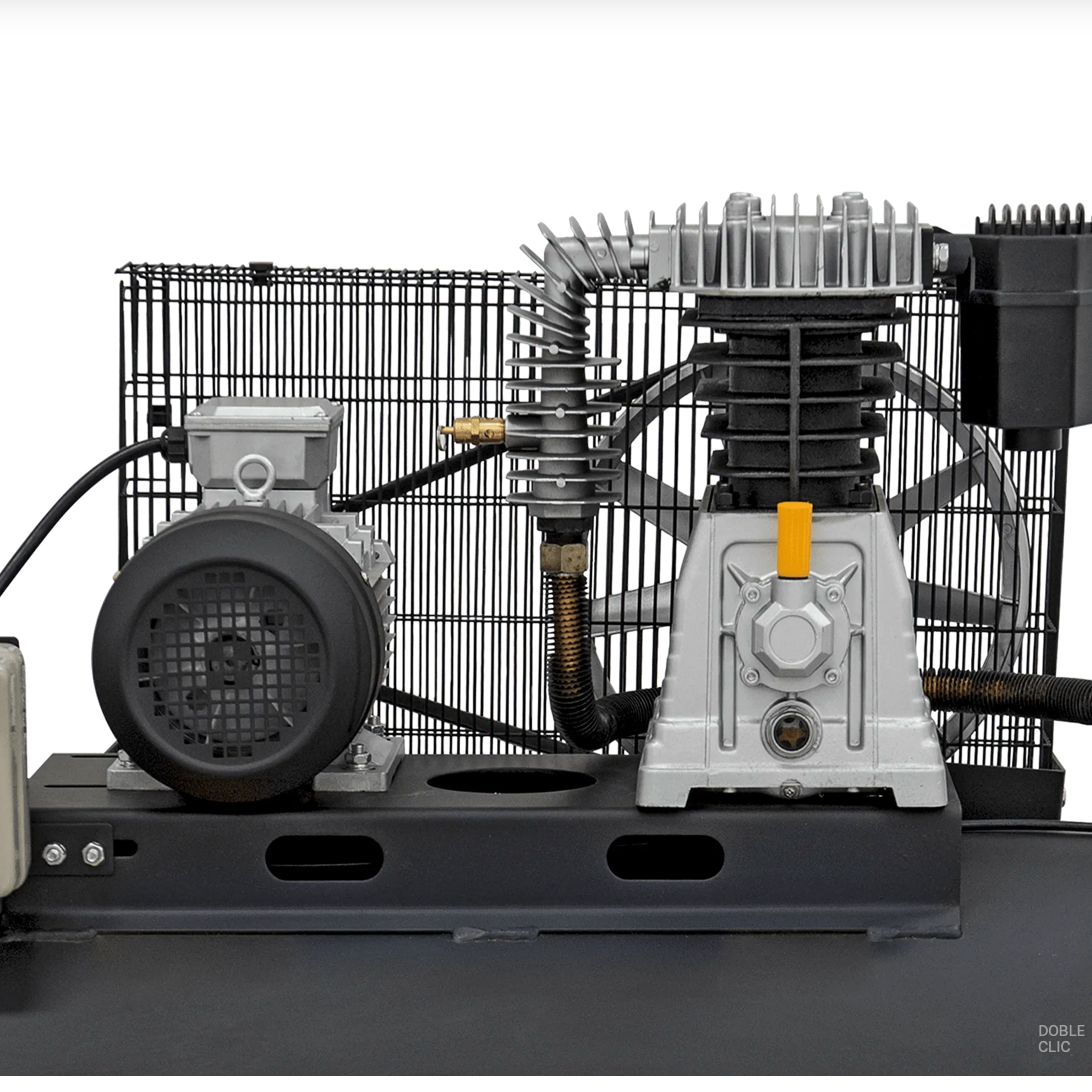 Compresor de Aire Trifásico con Correa 300 L, 5,5 CV, 10 bar, 500 L/min, Motor 4 kW, Depósito 290 L, Bajo Ruido 83 dB, Protección Térmica, Visor de Aceite, Transmisión 830 rpm – VITO Tools