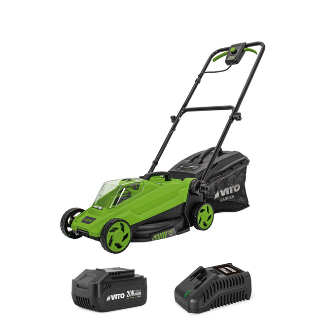 Cortacésped a Batería 20V 320mm VITO + Batería 4Ah + Cargador Rápido | Compacto y Ligero para Jardín