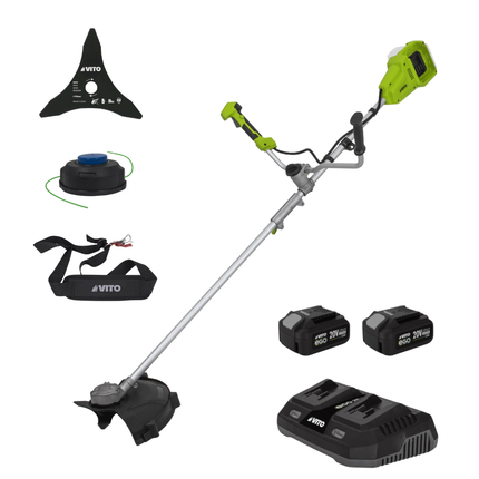 Desbrozadora Sin Cable 40V Brushless con Doble Batería 4Ah, Cargador, Disco y Cabezal