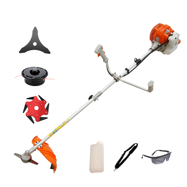 Desbrozadora Gasolina 52cc  con Arnés y Kit Completo (Disco 3 y 6 Puntas + Hilo)