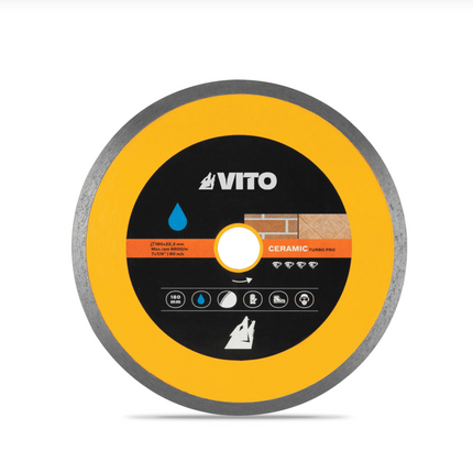 Disco Diamante Cerámica 180 mm VIDH180 | Corte Húmedo/Seco Azulejos