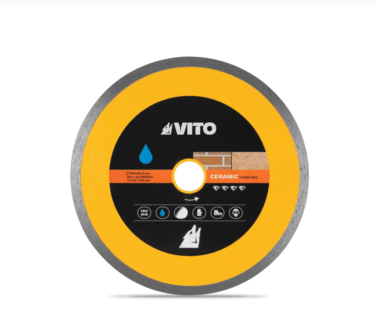 Disco Diamante Cerámica 180 mm VIDH180 | Corte Húmedo/Seco Azulejos