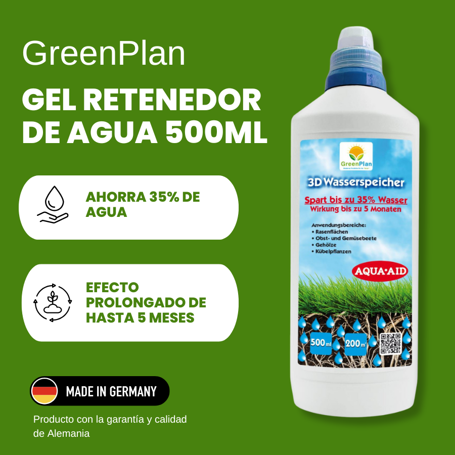 Retenedor de agua con tecnología alemana 500 ml | GreenPlan 3D Wasserspeicher