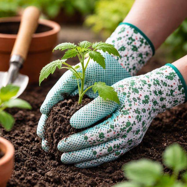 Guante de Jardín Antideslizante de Algodón con PVC