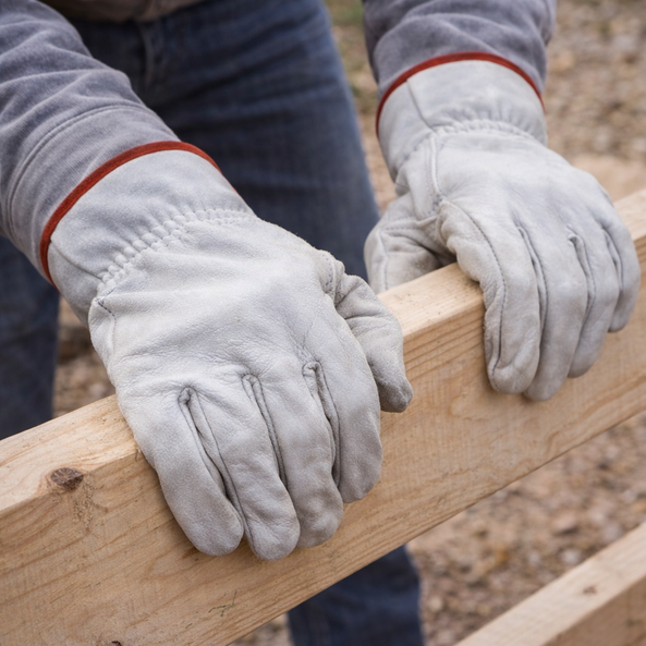 Guante en Piel Vacuno Genuino con Elástico en la Muñeca