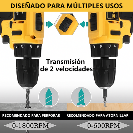 Taladro Inalámbrico 21V con 93 Accesorios – Potente para Tareas del Hogar