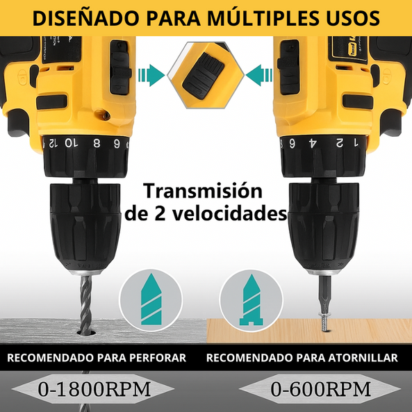 Taladro Inalámbrico 21V con 93 Accesorios – Potente para Tareas del Hogar