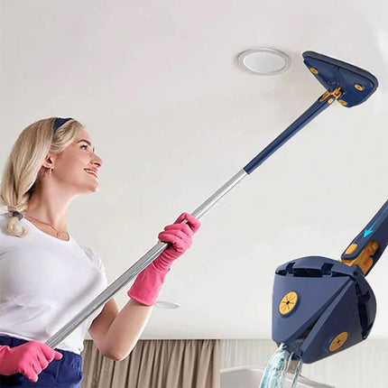 Mopa Triangular Giratoria 360º con Autoescurrido y Mango Extensible | Incluye 2 Paños de Microfibra