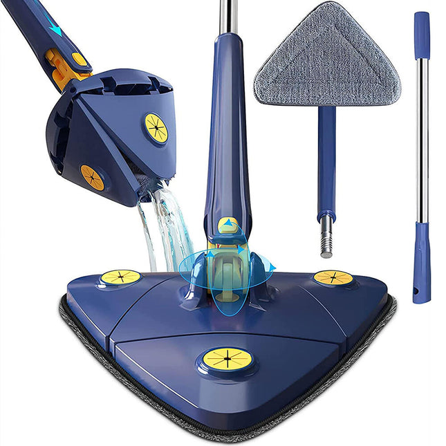Mopa Triangular Giratoria 360º con Autoescurrido y Mango Extensible | Incluye 2 Paños de Microfibra