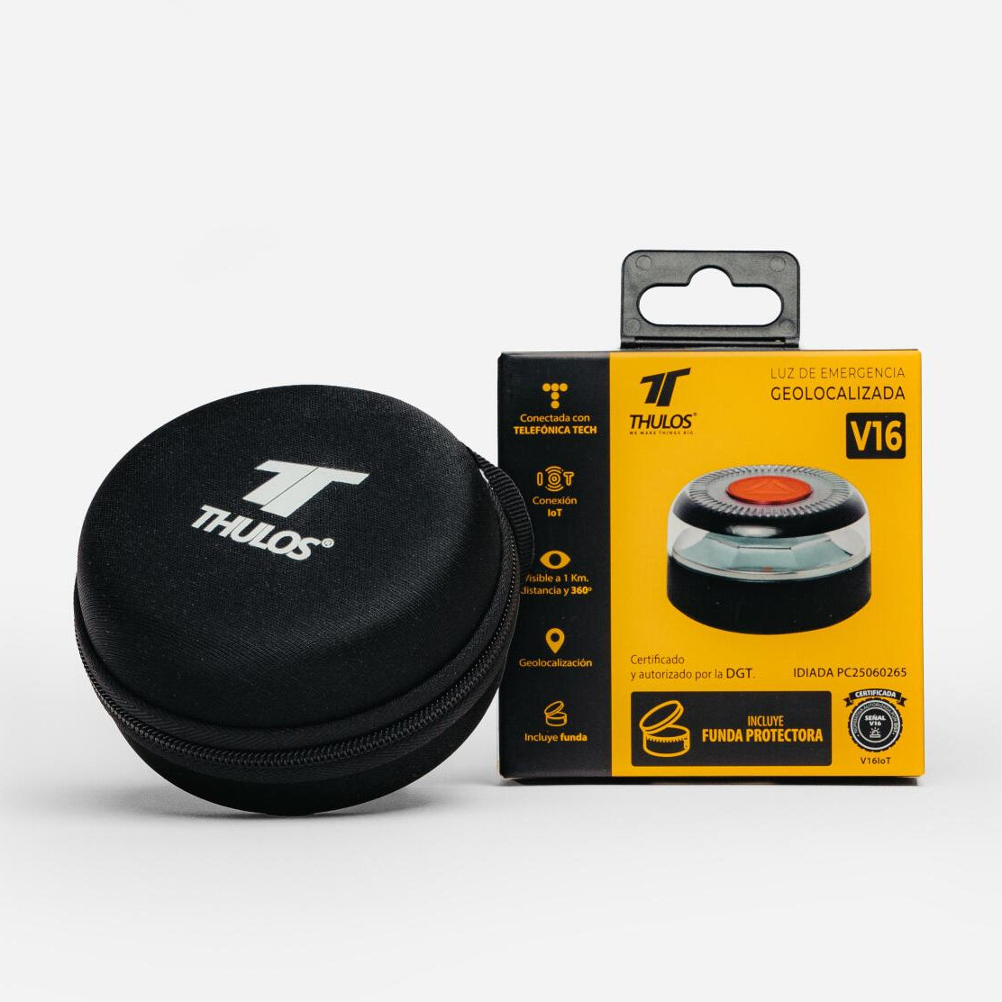 Luz de Emergencia V16 con Geolocalización IoT Certificada por la DGT – Incluye Funda Protectora