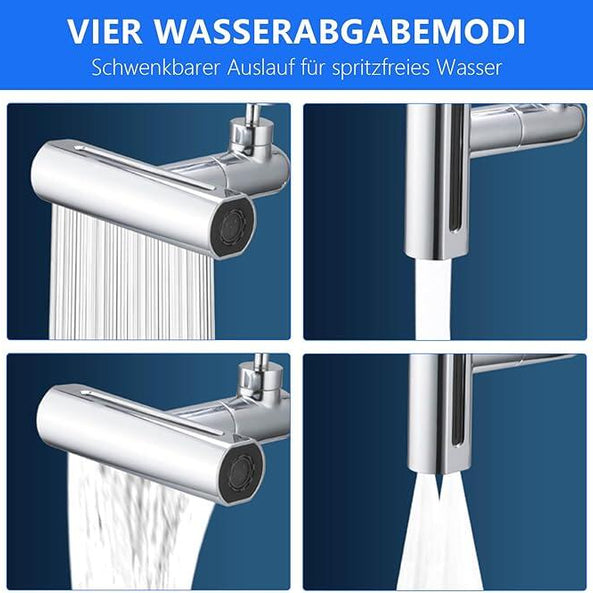 Grifo Conector Giratorio con Cascada 4 en 1 | Adaptador Multifunción para Cocina, Baño y Lavabo