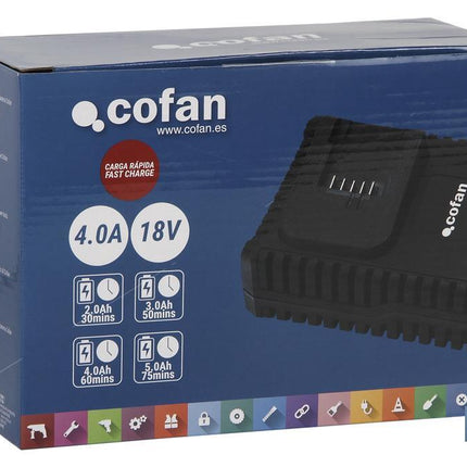 Cargador 18V 4,0A Cofan, Carga Ultrar­rápida con Protección Inteligente
